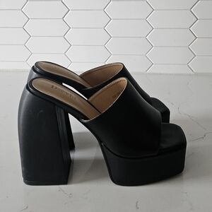 Black Platform Mules